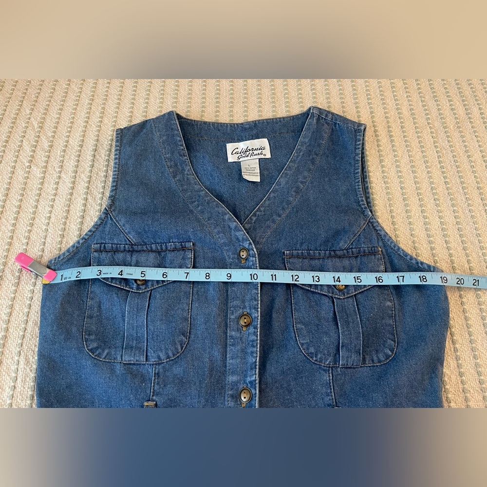 Denim Sleeveless Button Down Dress - 100% Cotton - Size: Large - Picture 6 of 9